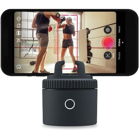 Pod Lite Fitness Tracking Phone Holder, Auto 360 Deg. Rotation,  Handsfree Video Recording - Gray